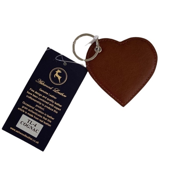 Ashwood Leather Heart Keychain NWT Cognac - Picture 3 of 3